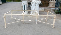 1980s Spanish Wrought Iron White Garden Dinning Table Base