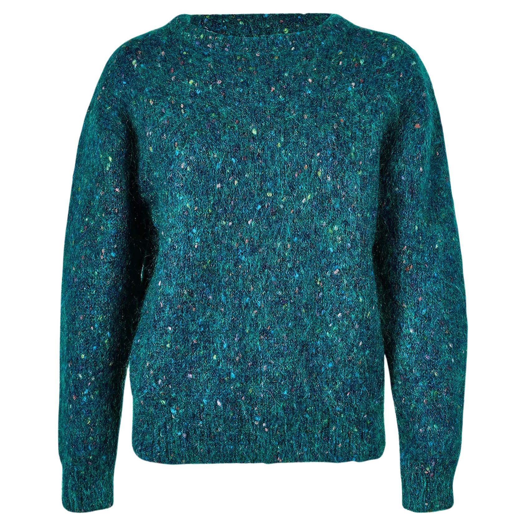 1980s Special Vintage Turquoise Knit Crew Neck Sweater