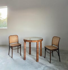 1980s Split Reed Round Game Table in Style of Bielecky Brothers