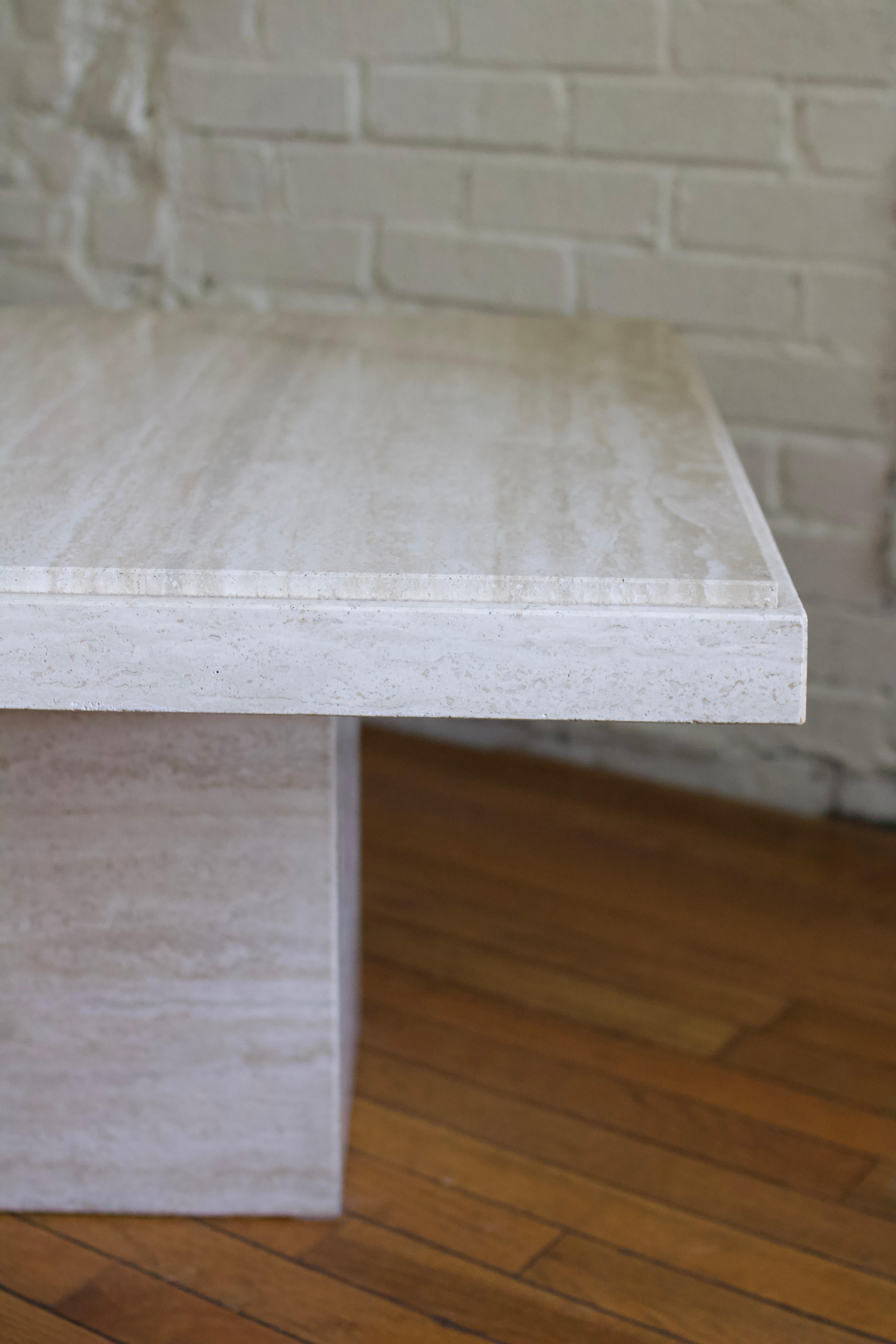 1980s Square Travertine Coffee Table, Made in Italy For Sale 11