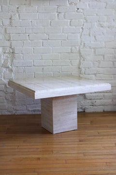 1980s Square Travertine Coffee Table, Made in Italy