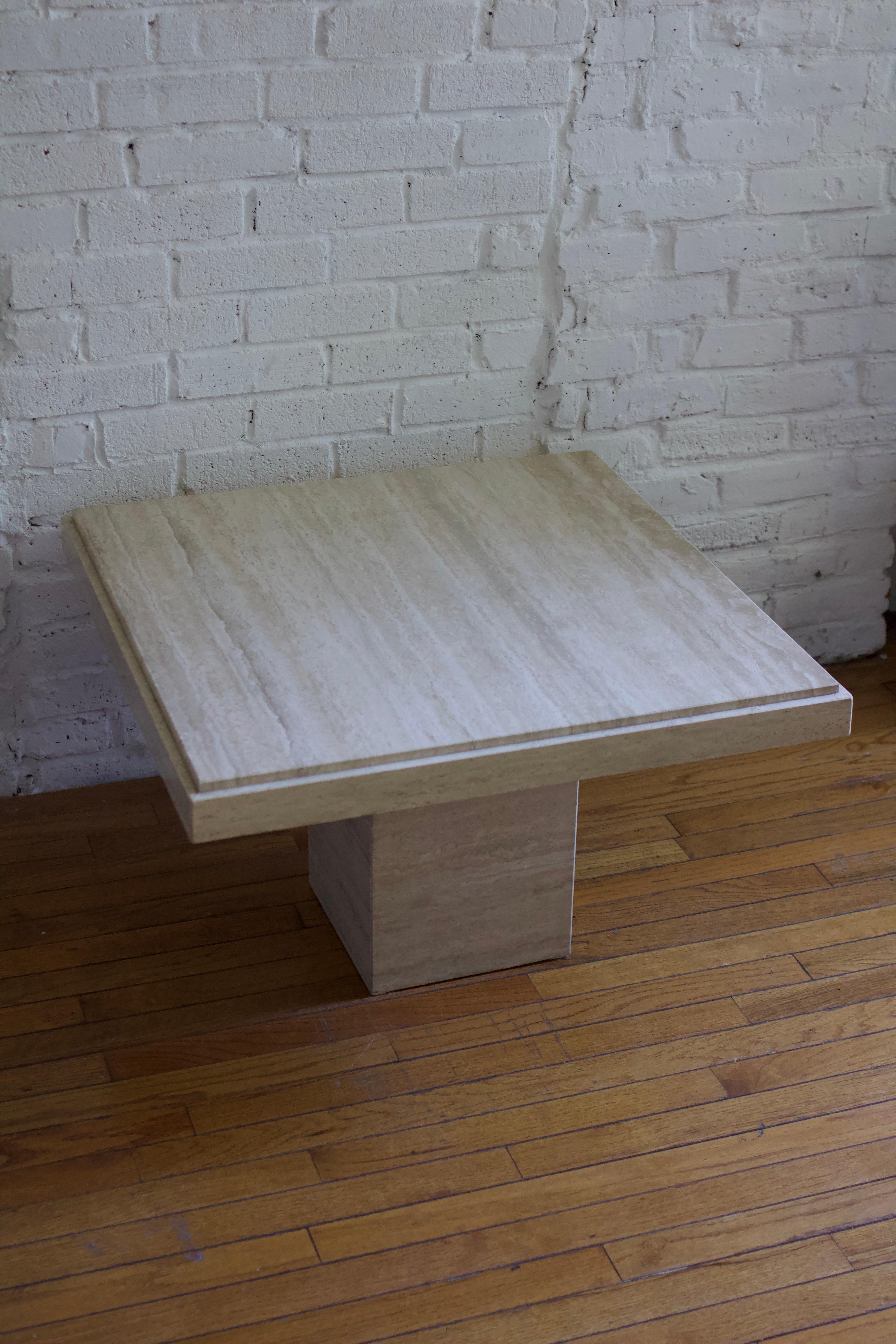 Post-Modern 1980s Square Travertine Coffee Table, Made in Italy For Sale