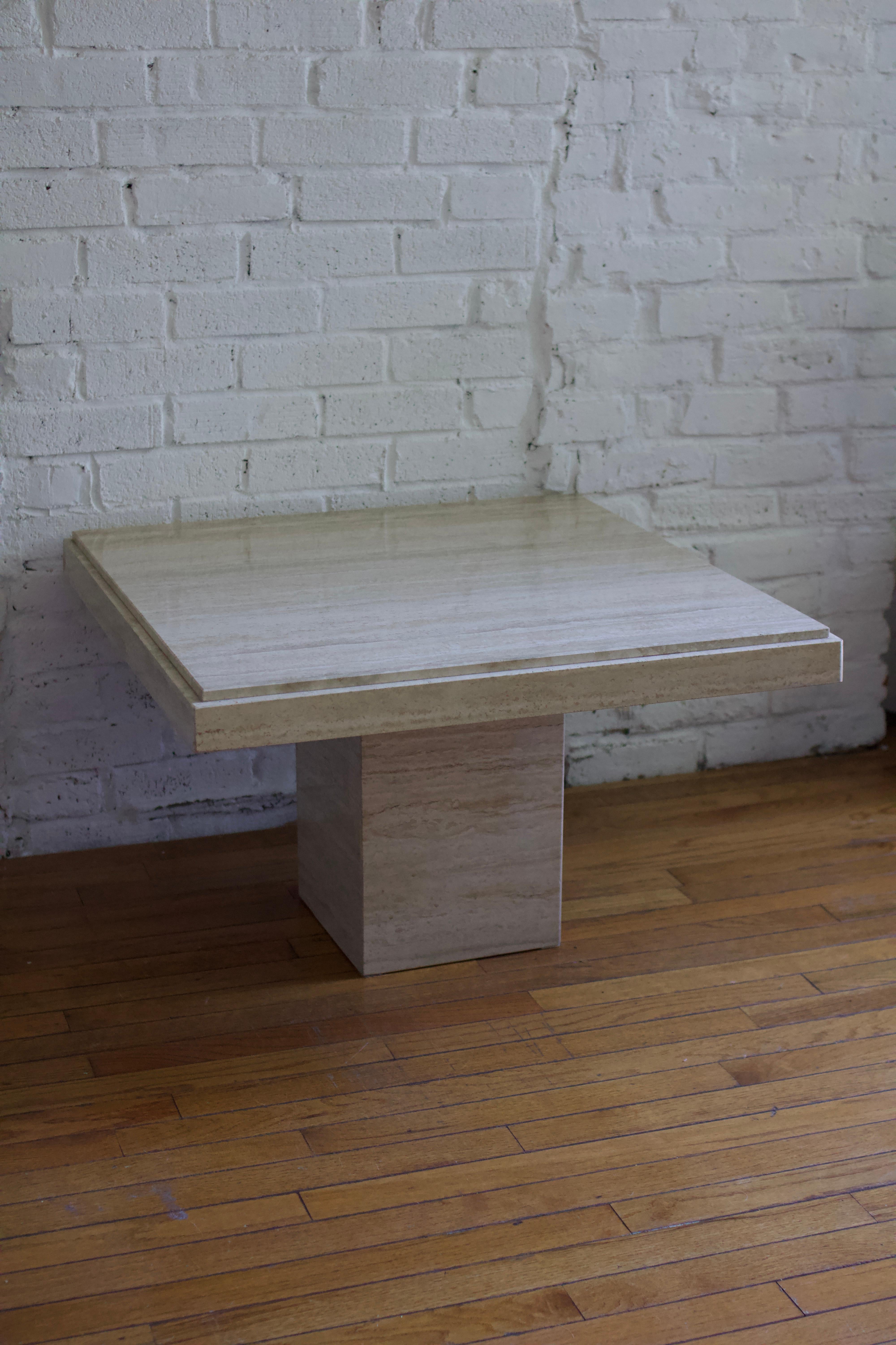 Italian 1980s Square Travertine Coffee Table, Made in Italy For Sale