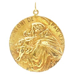 Medaglione di San Francesco e Sant'Antonio del 1980 in oro 14k