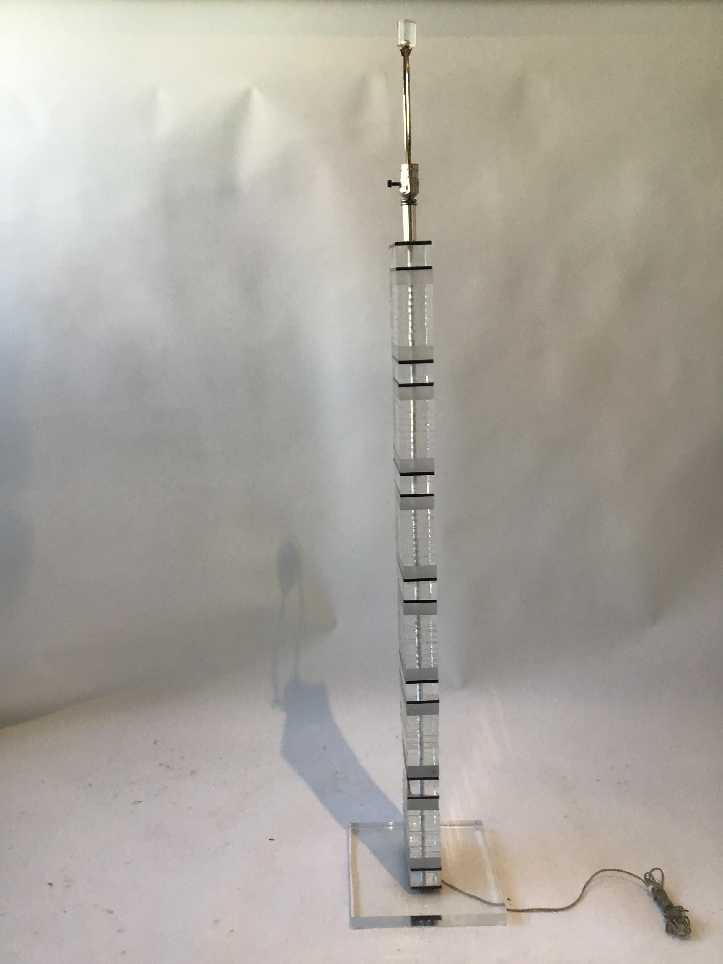 Late 20th Century 1980s Stacked Lucite Floor Lamp