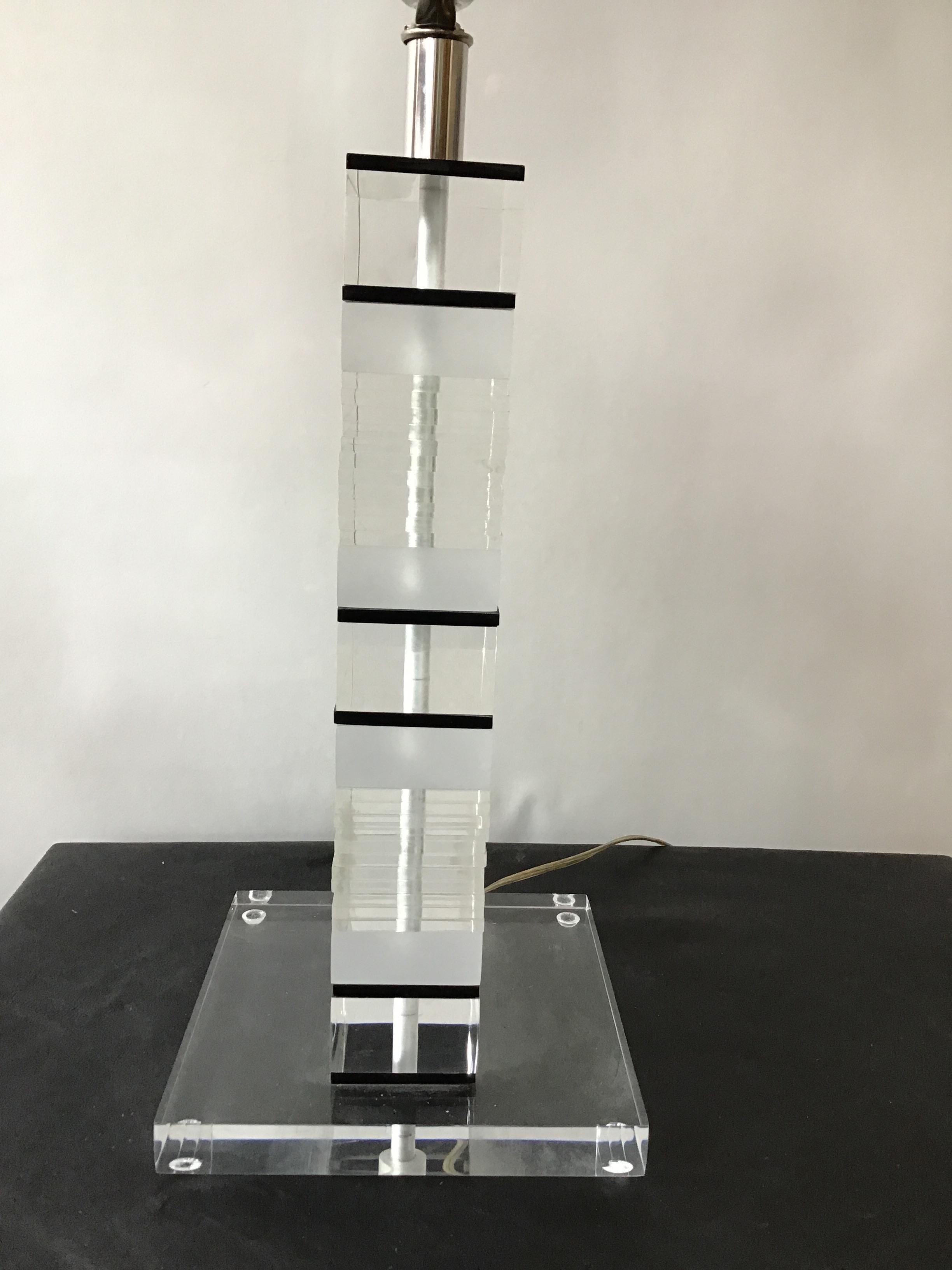 Late 20th Century 1980s Stacked Lucite Table Lamp