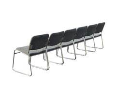 1980s Stacking Chrome Tubular Grey Tweed Chairs