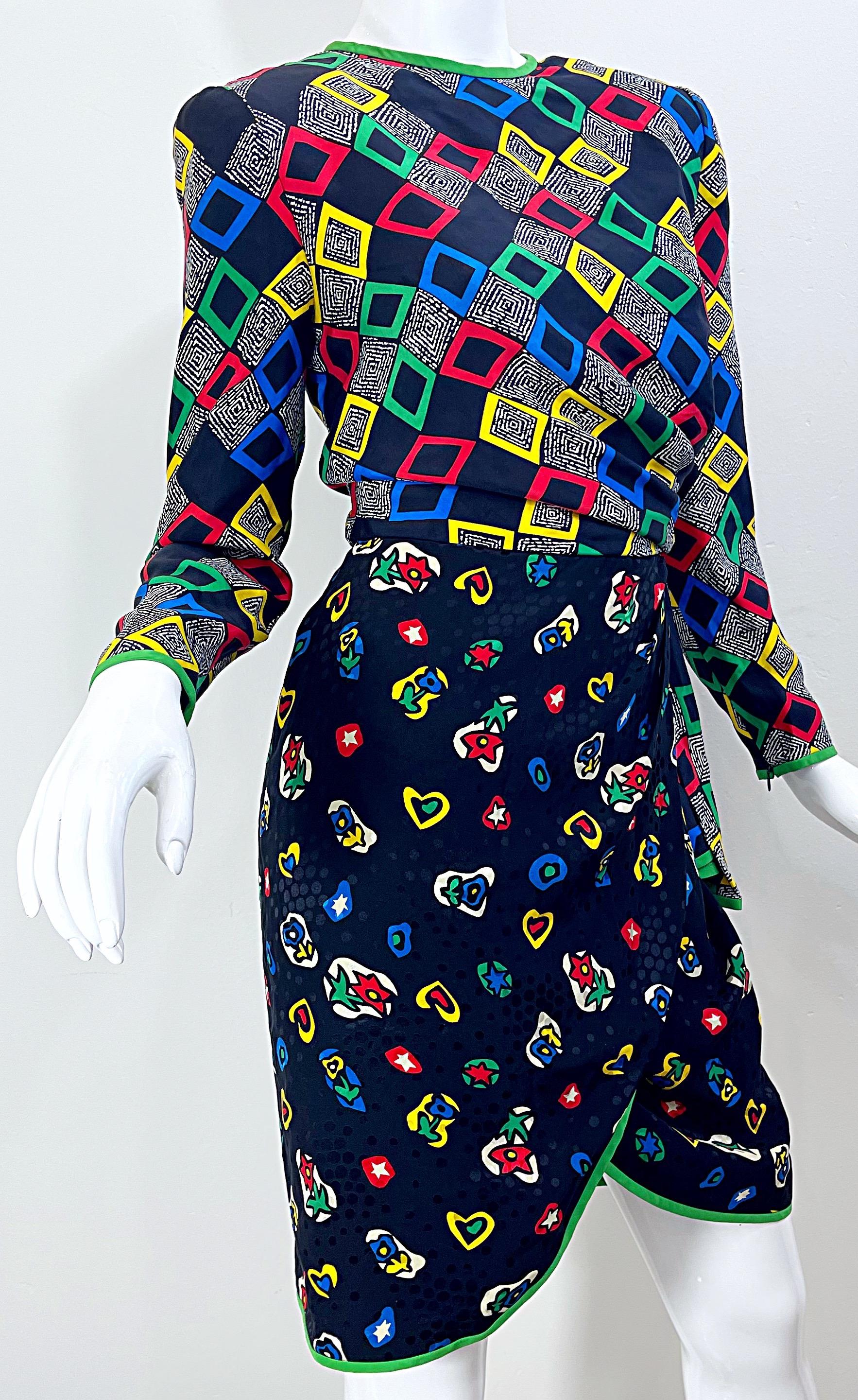 1980er Stanley Platos Martin Ross Vintage 80er Jahre Kleid mit 10 Herzen und Blumen, Vintage im Angebot 4