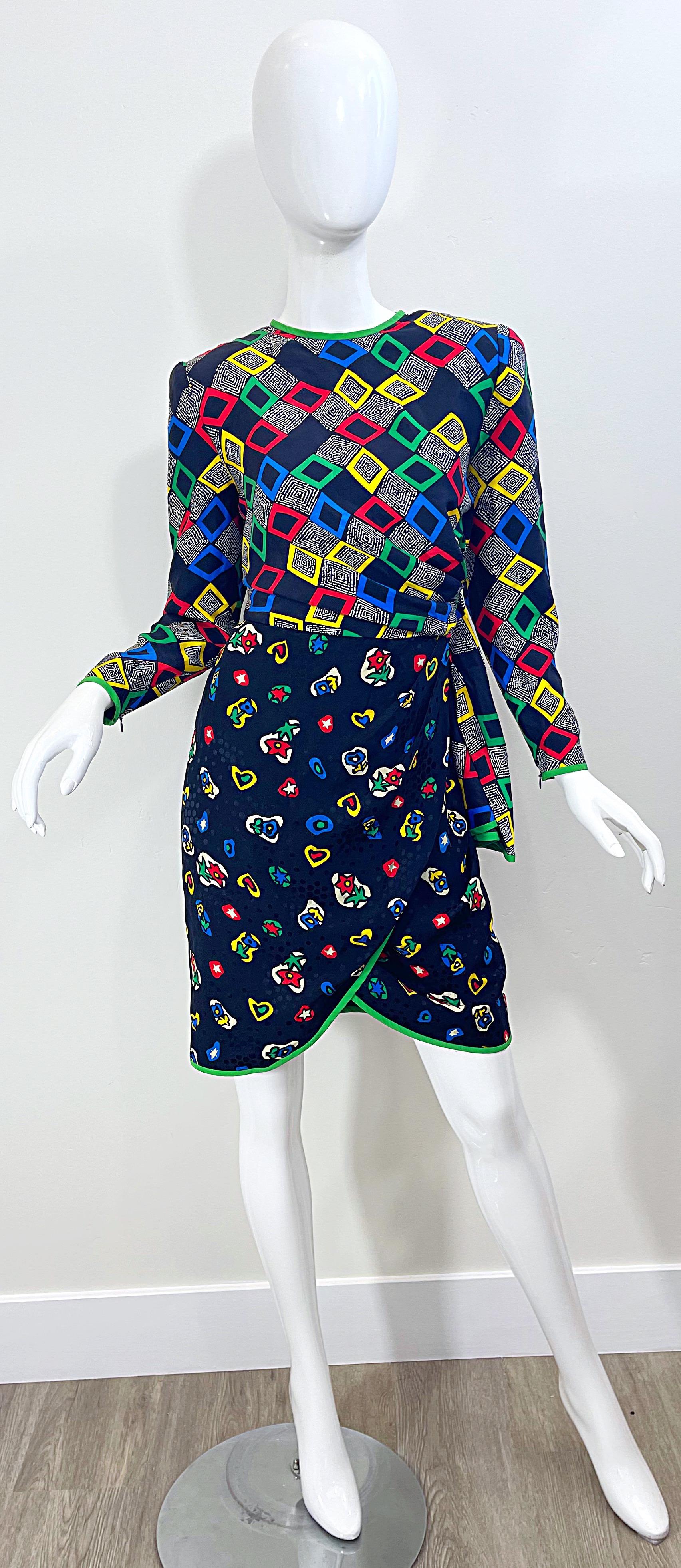 1980er Stanley Platos Martin Ross Vintage 80er Jahre Kleid mit 10 Herzen und Blumen, Vintage im Angebot 9