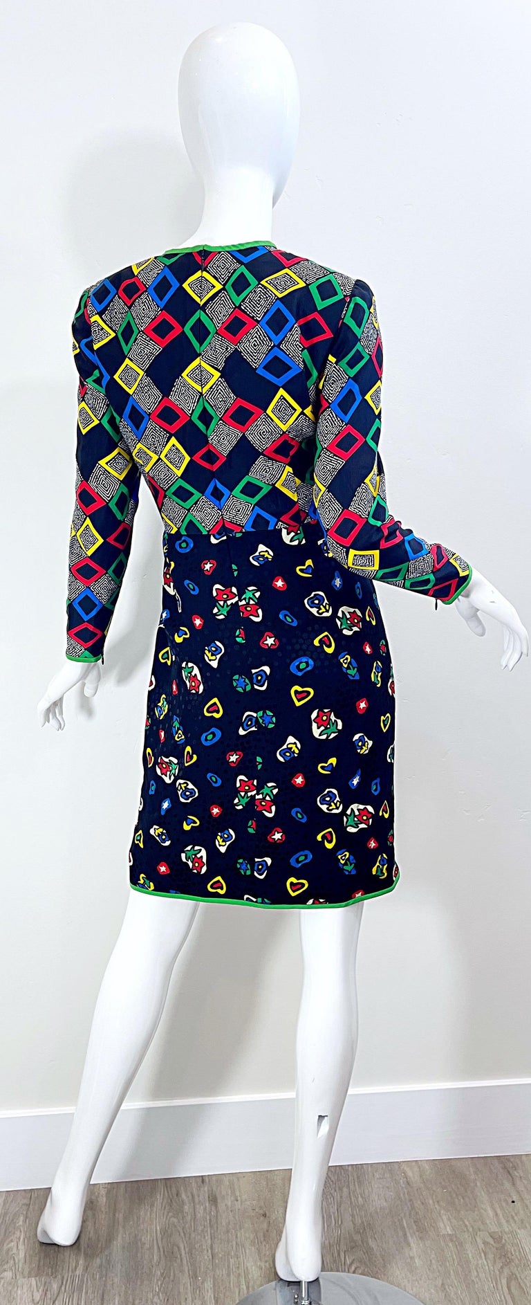 1980s Stanley Platos Martin Ross Size 10 Hearts Flowers Vintage 80s Dress