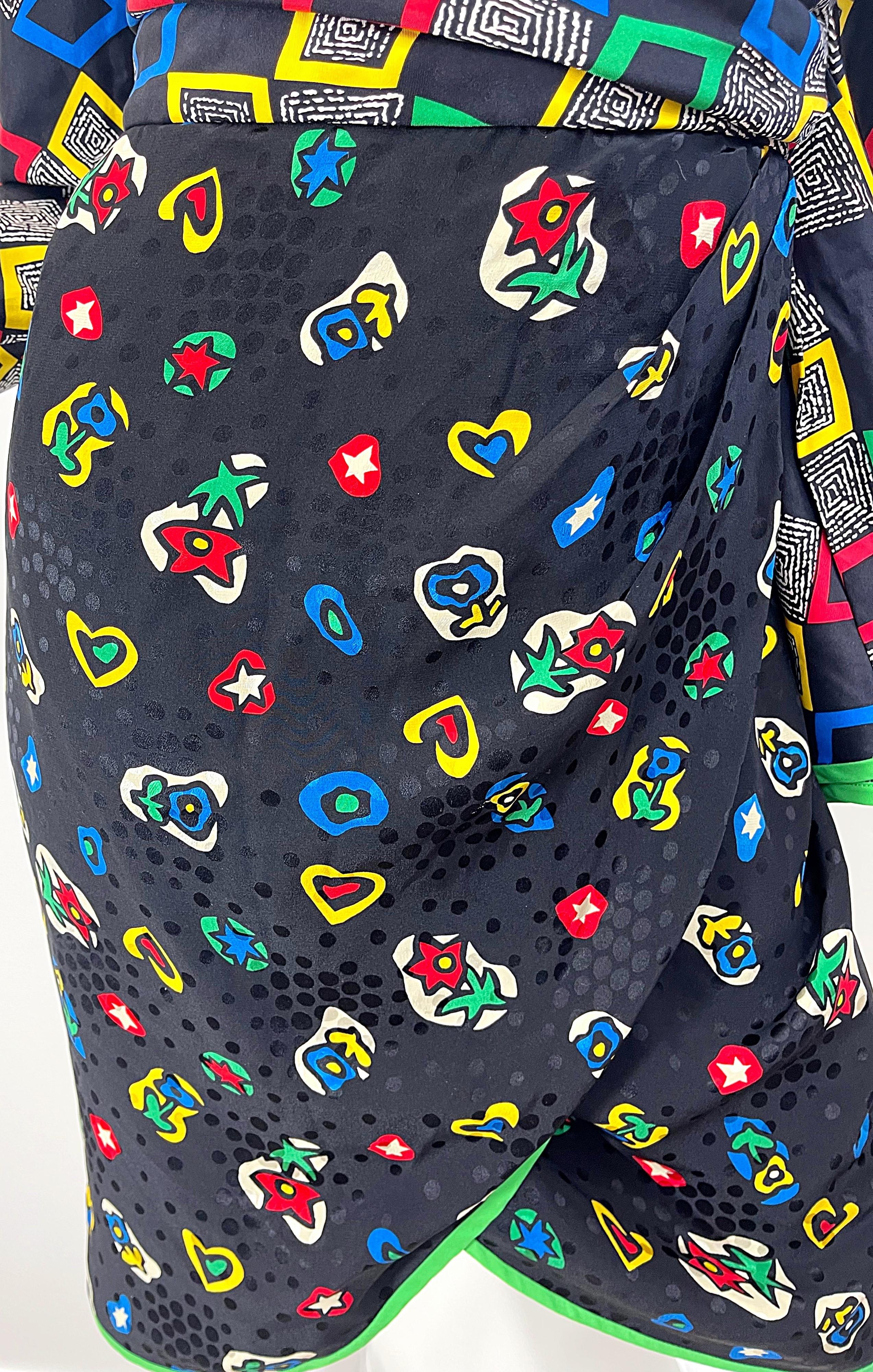 1980er Stanley Platos Martin Ross Vintage 80er Jahre Kleid mit 10 Herzen und Blumen, Vintage Damen im Angebot