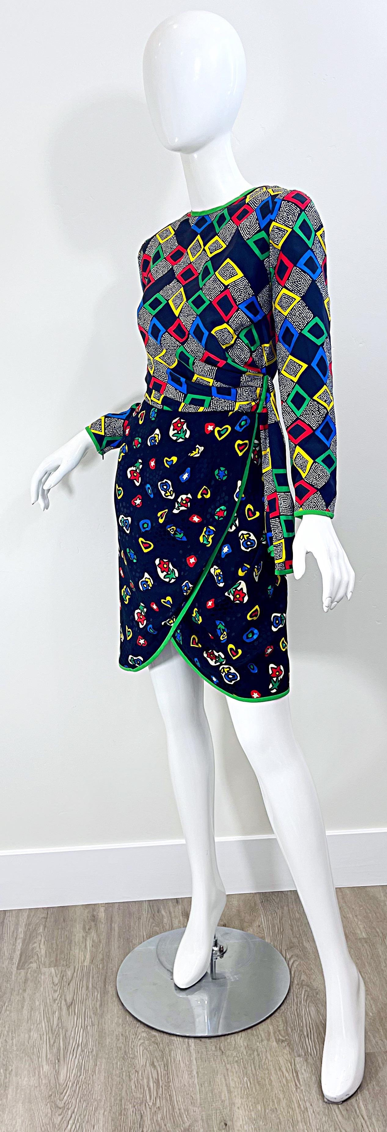 1980er Stanley Platos Martin Ross Vintage 80er Jahre Kleid mit 10 Herzen und Blumen, Vintage im Angebot 1