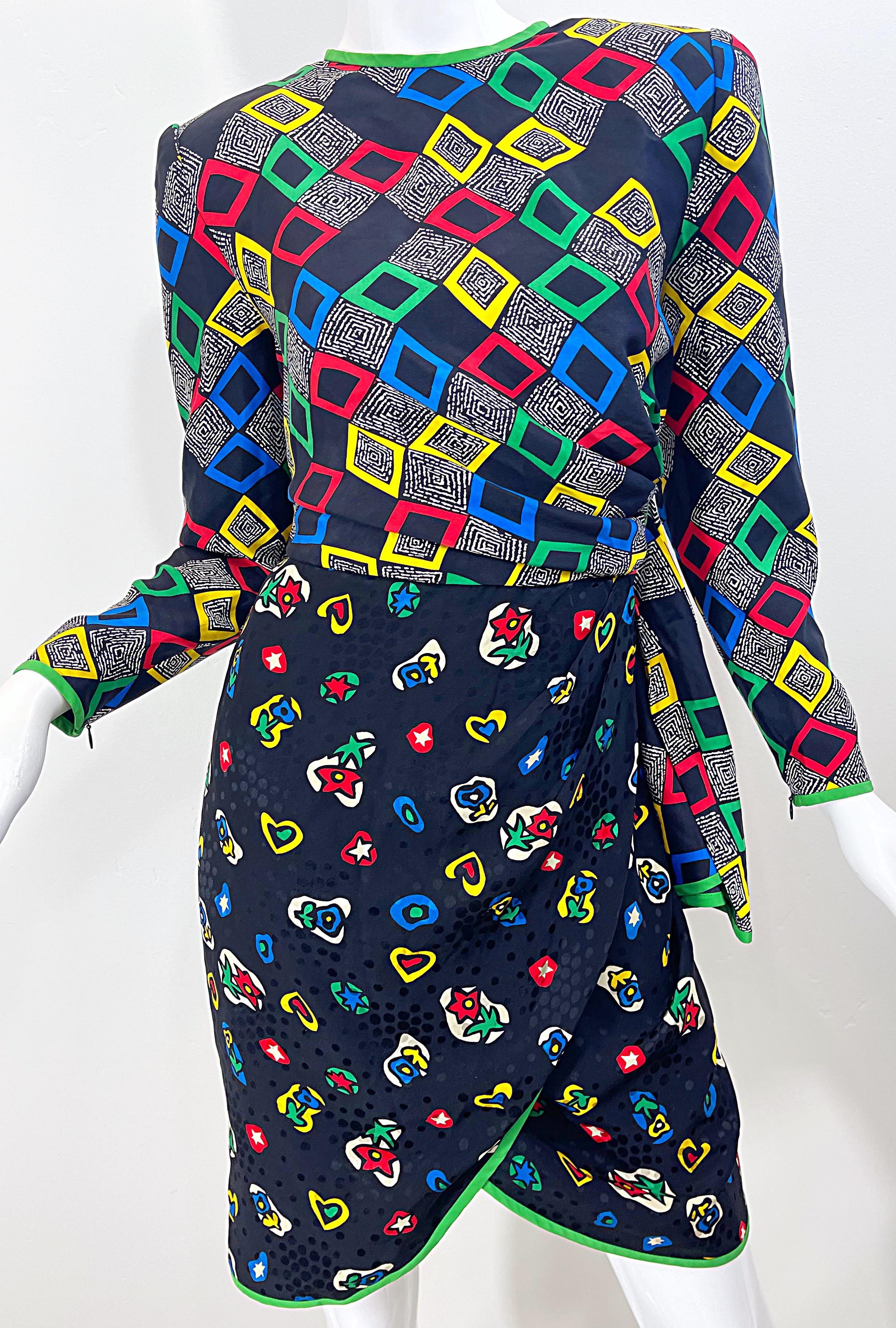 1980er Stanley Platos Martin Ross Vintage 80er Jahre Kleid mit 10 Herzen und Blumen, Vintage im Angebot 3