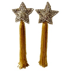 1980s Star Shoulder Duster Chandelier Statement Earrings