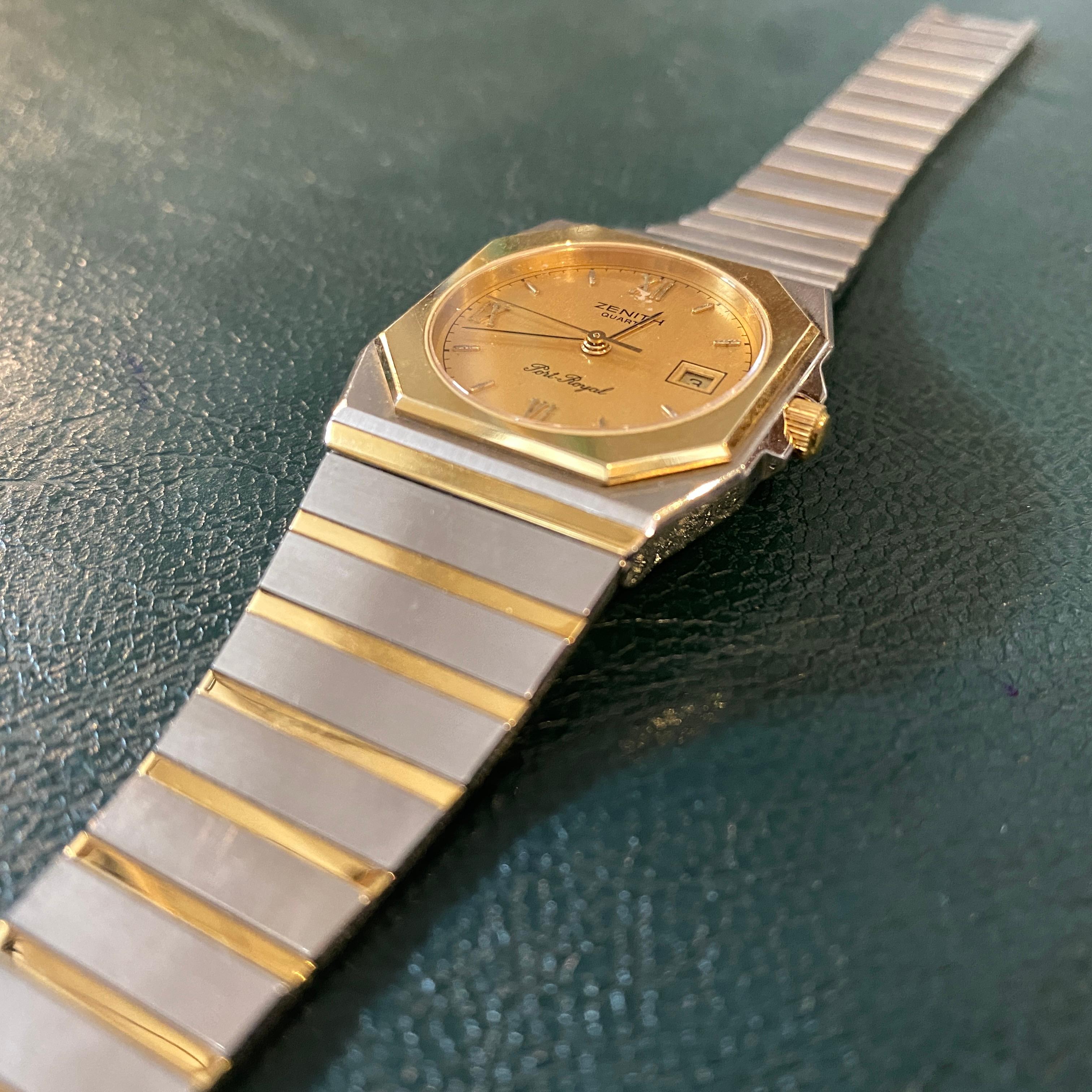 Women's 1980s Steel and 14 kt Gold Zenith Port Royal