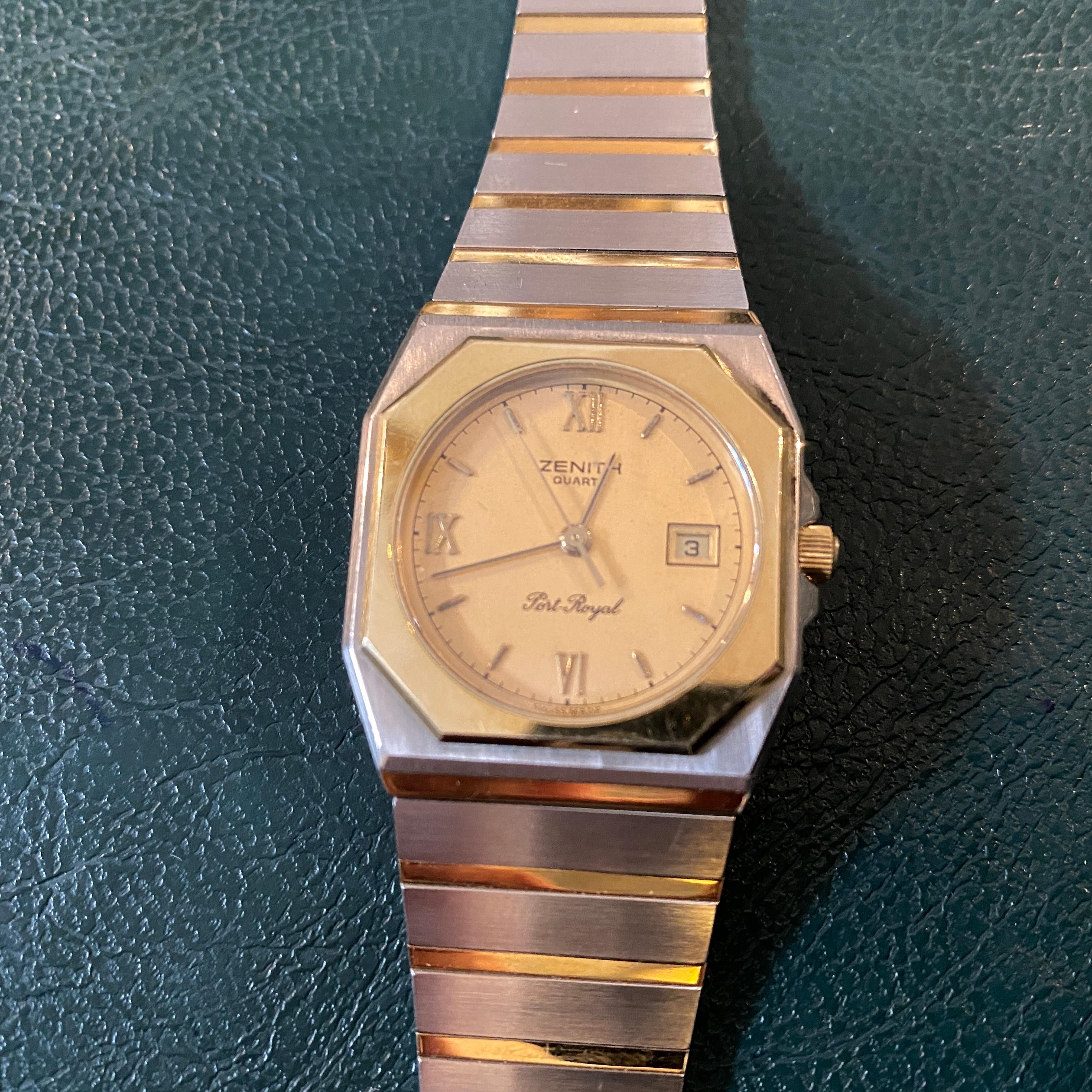 1980s Steel and 14 kt Gold Zenith Port Royal 2