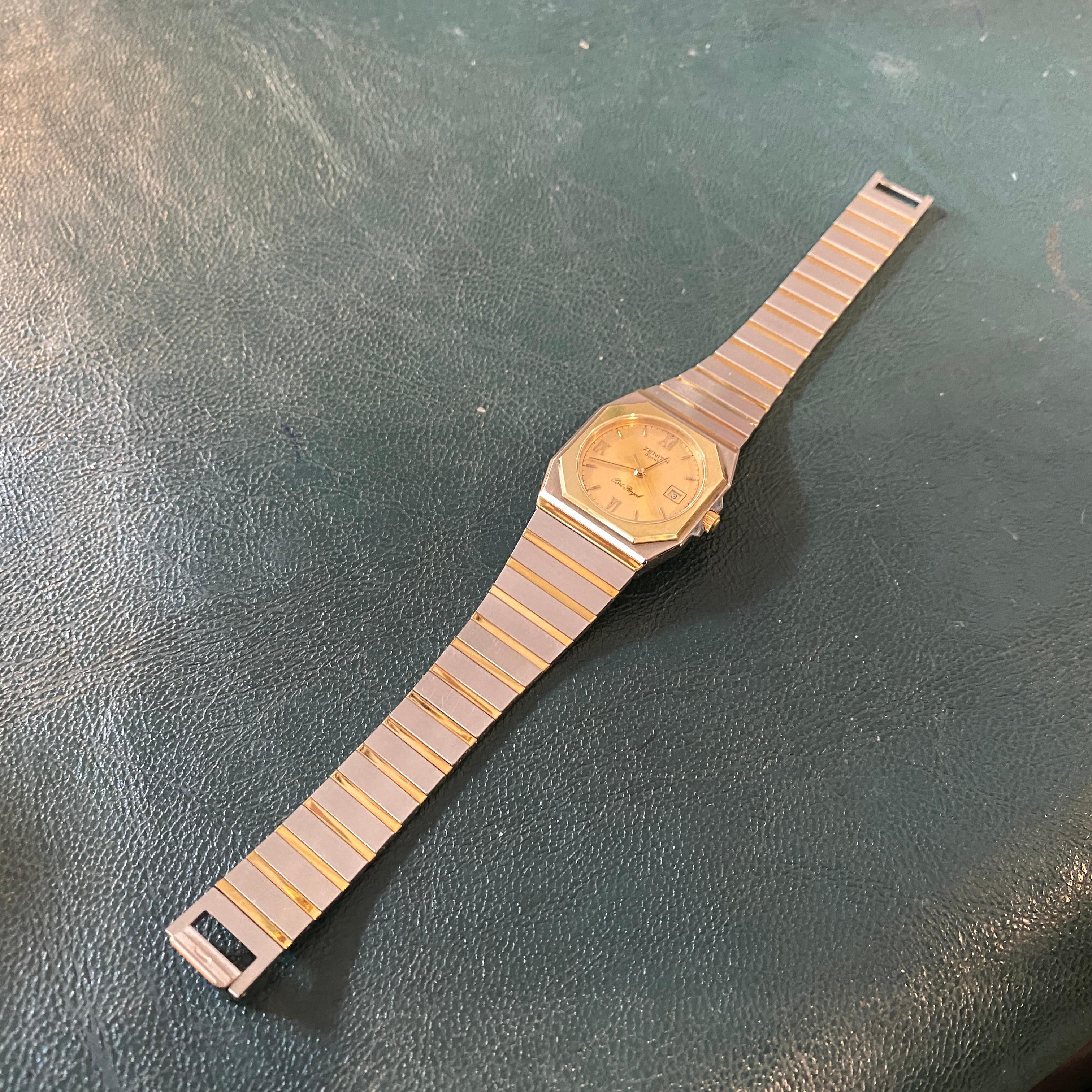 1980s Steel and 14 kt Gold Zenith Port Royal 4