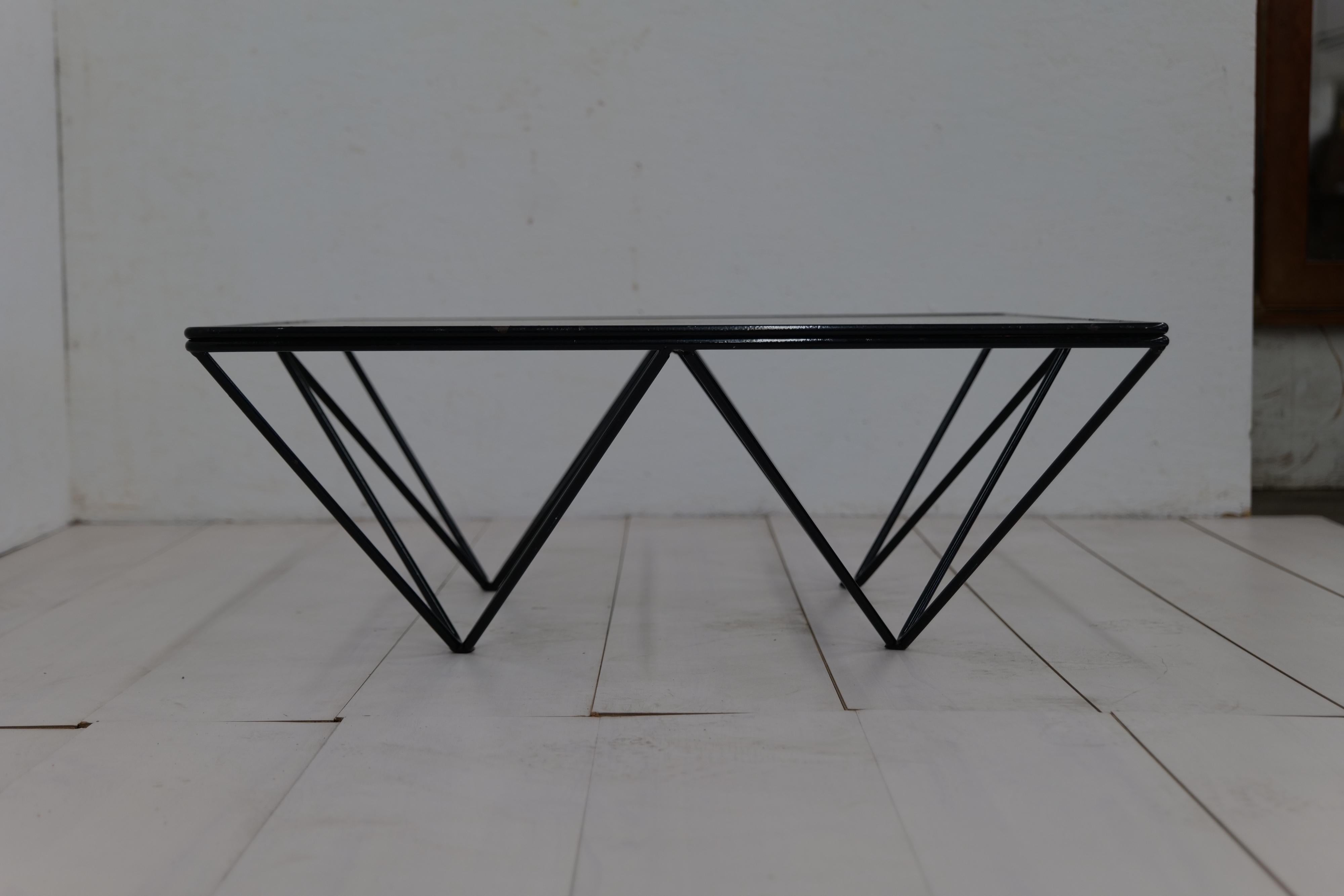 1980s Steel and Glass Coffee Table 