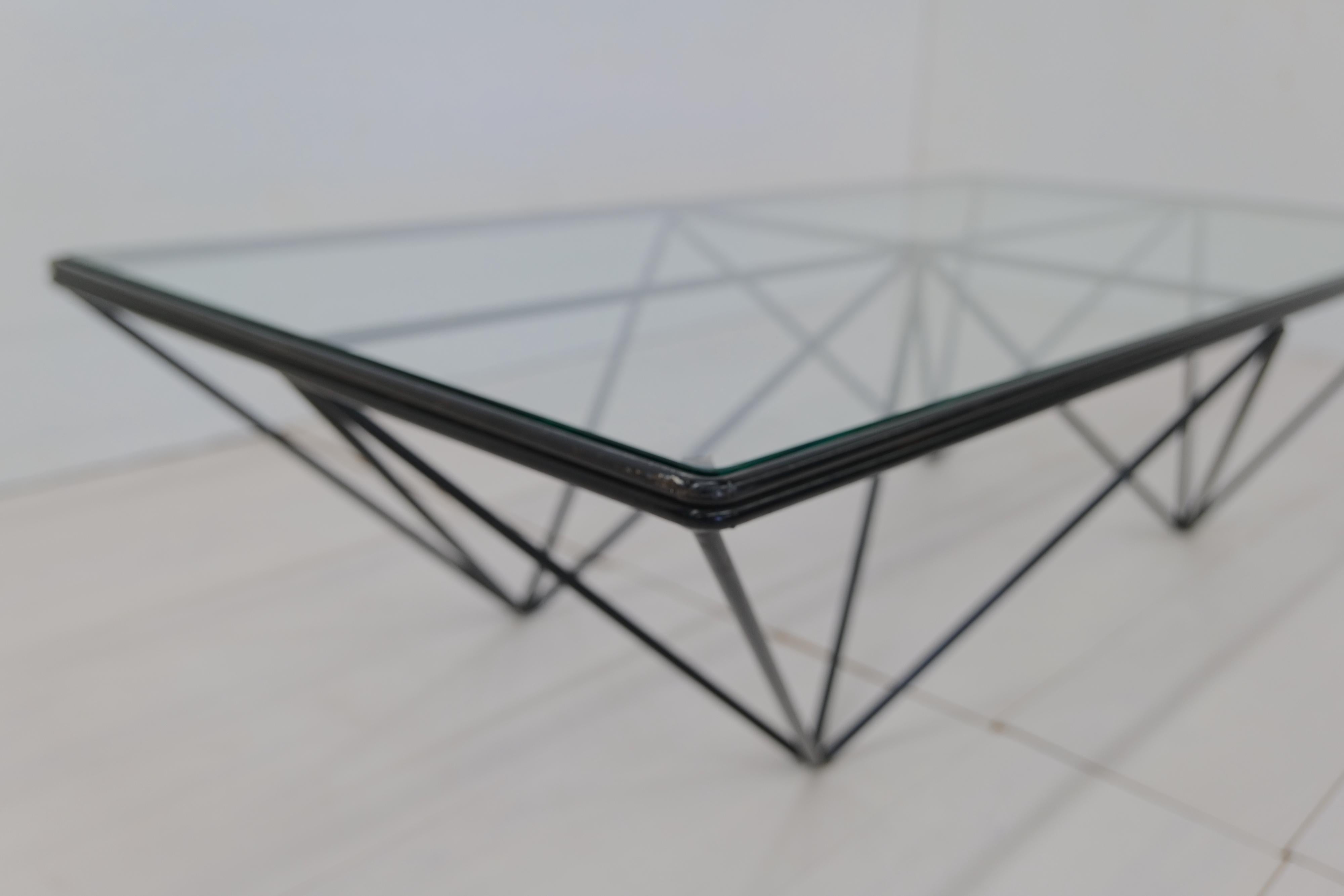 1980s Steel and Glass Rectangular Coffee Table 