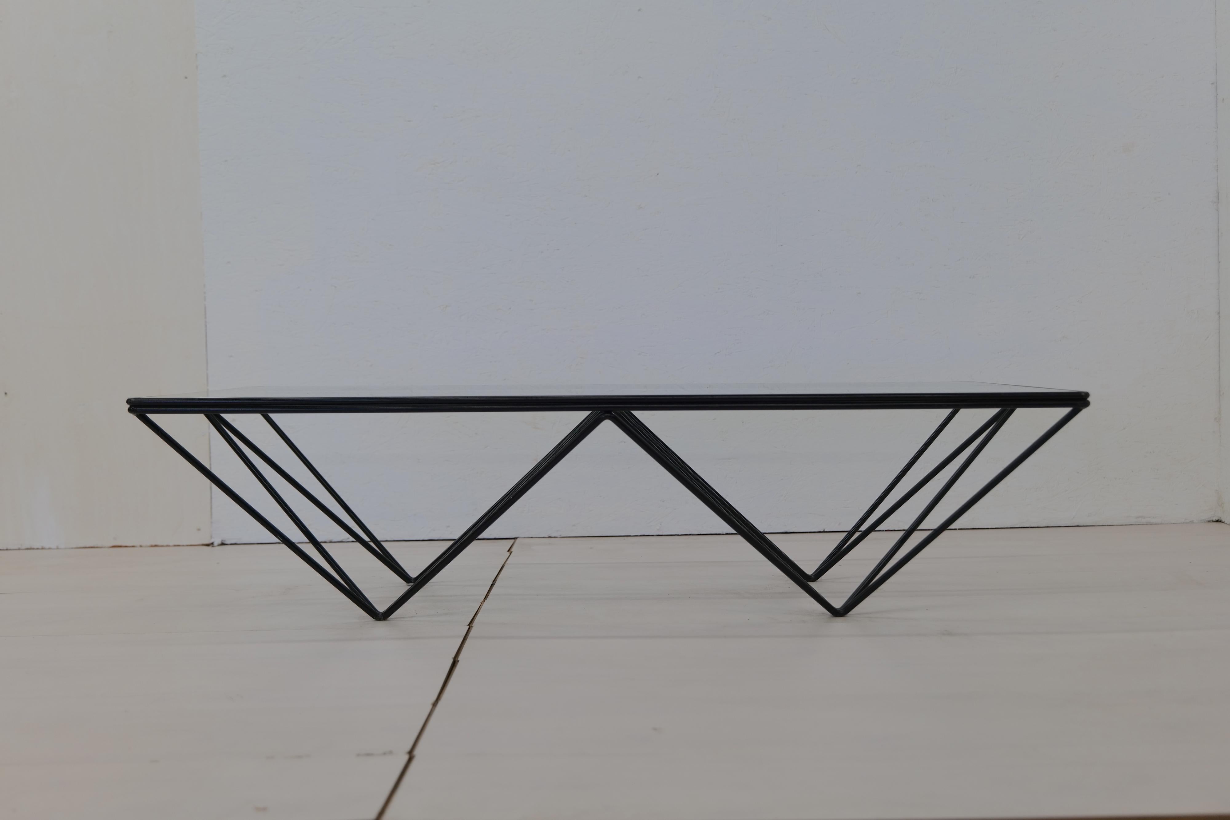 Italian 1980s Steel and Glass Rectangular Coffee Table 