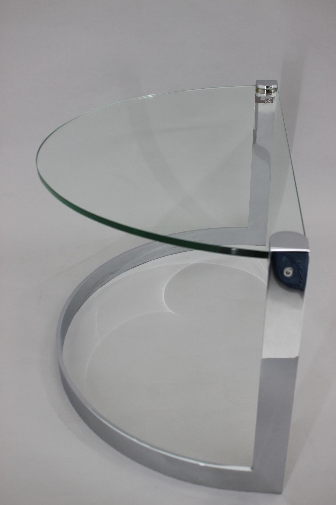 1980s Steel and Glass Side Table by Friedrich Moller for Ronald Schmitt Tische For Sale 2