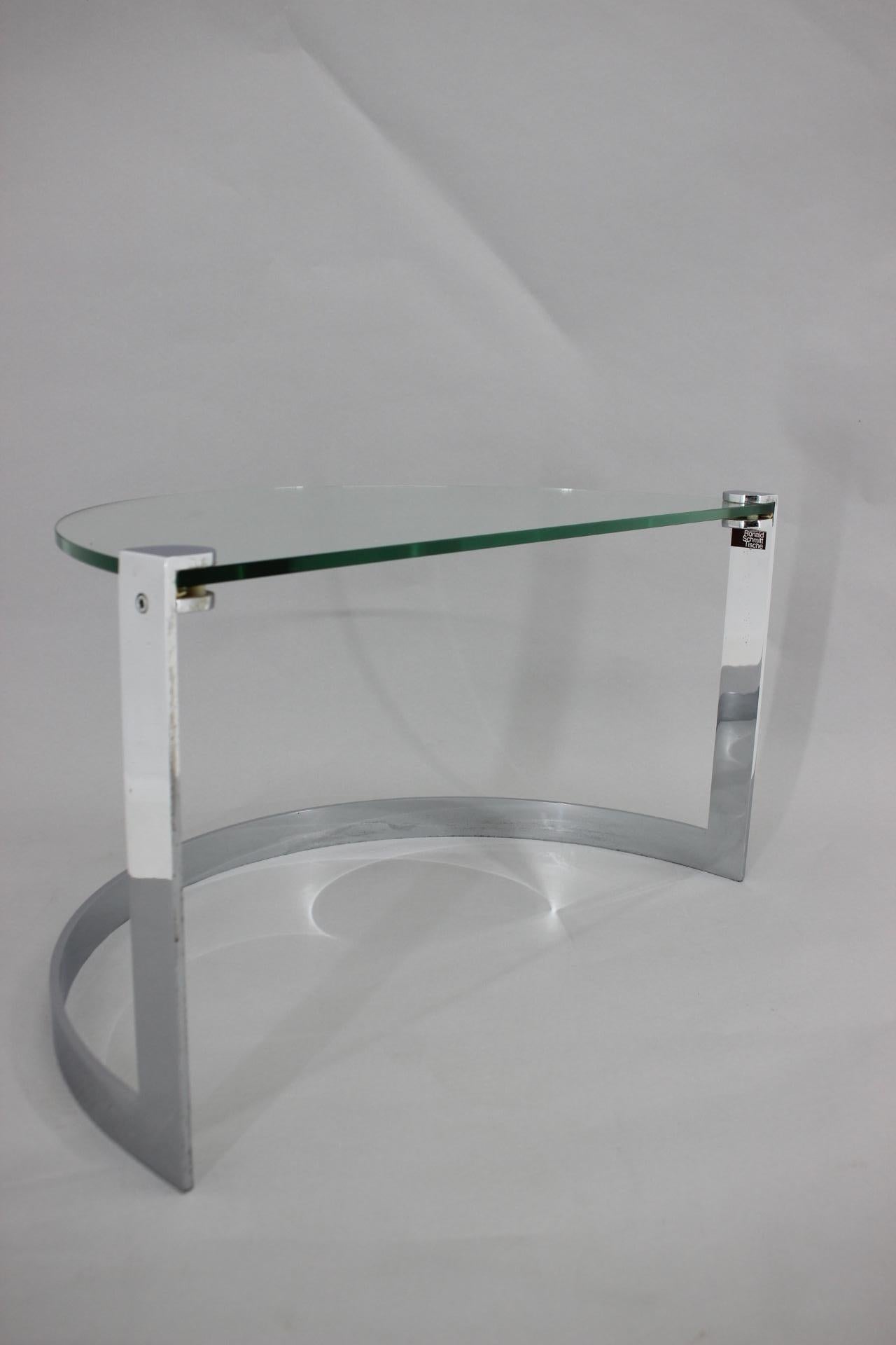 1980s Steel and Glass Side Table by Friedrich Moller for Ronald Schmitt Tische For Sale 3