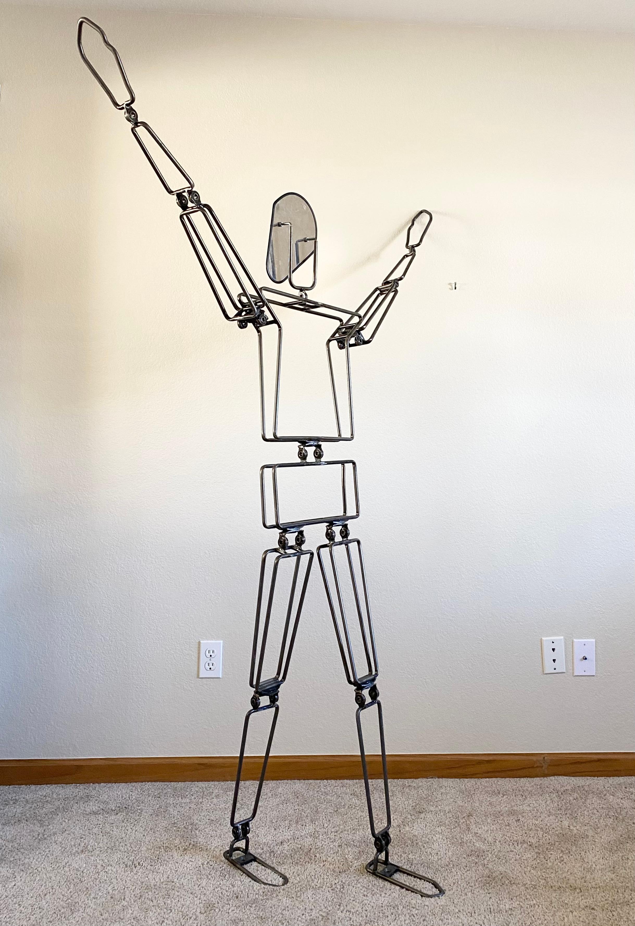 Futurist 1980s Steel Life Sized Human Figure Sculpture (Bloomingdales Department Store)