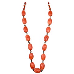 1980's STEPHEN DWECK long apple coral necklace on bronze chain