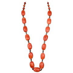 Retro 1980's STEPHEN DWECK long apple coral necklace on bronze chain