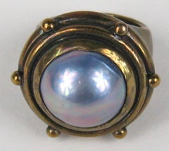 1980s Stephen Dweck Mabe Pearl Bronze Ring New, Never worn