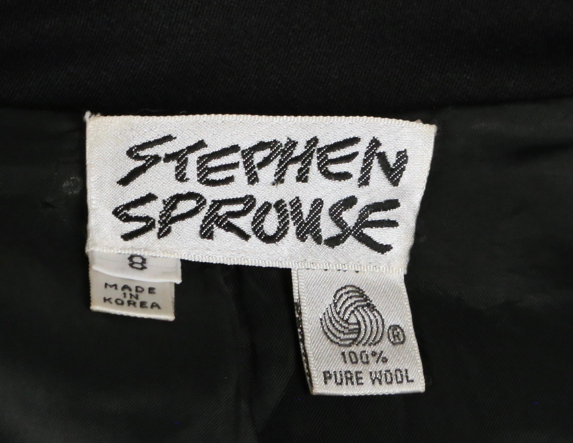 1980's STEPHEN SPROUSE black jacket with oversized shoulders For Sale 2