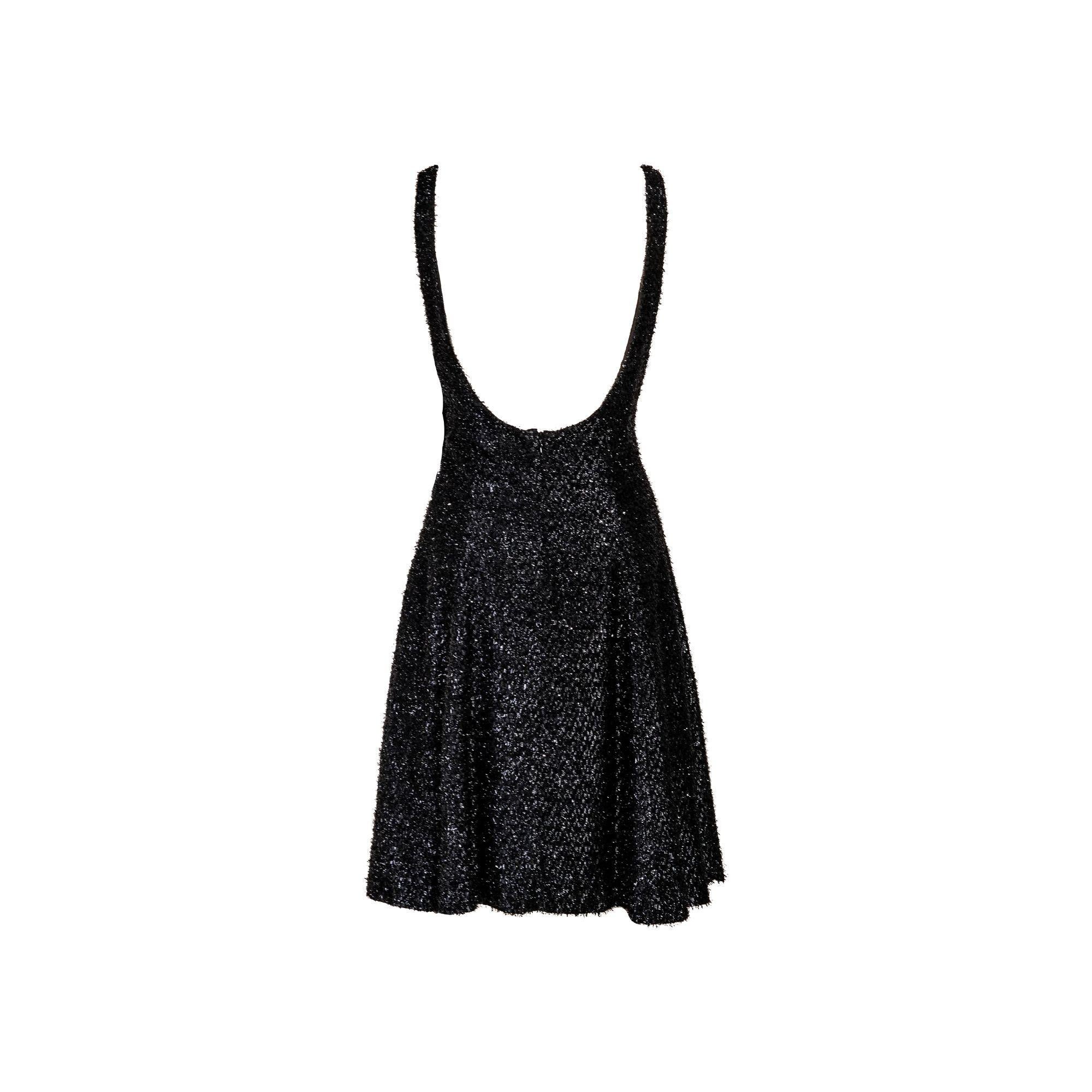 1980's Stephen Sprouse Black Metallic Skater Dress In Good Condition In North Hollywood, CA