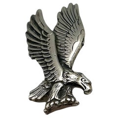 1980s Sterling Silver American Bold Eagle Lapel Pin Badge
