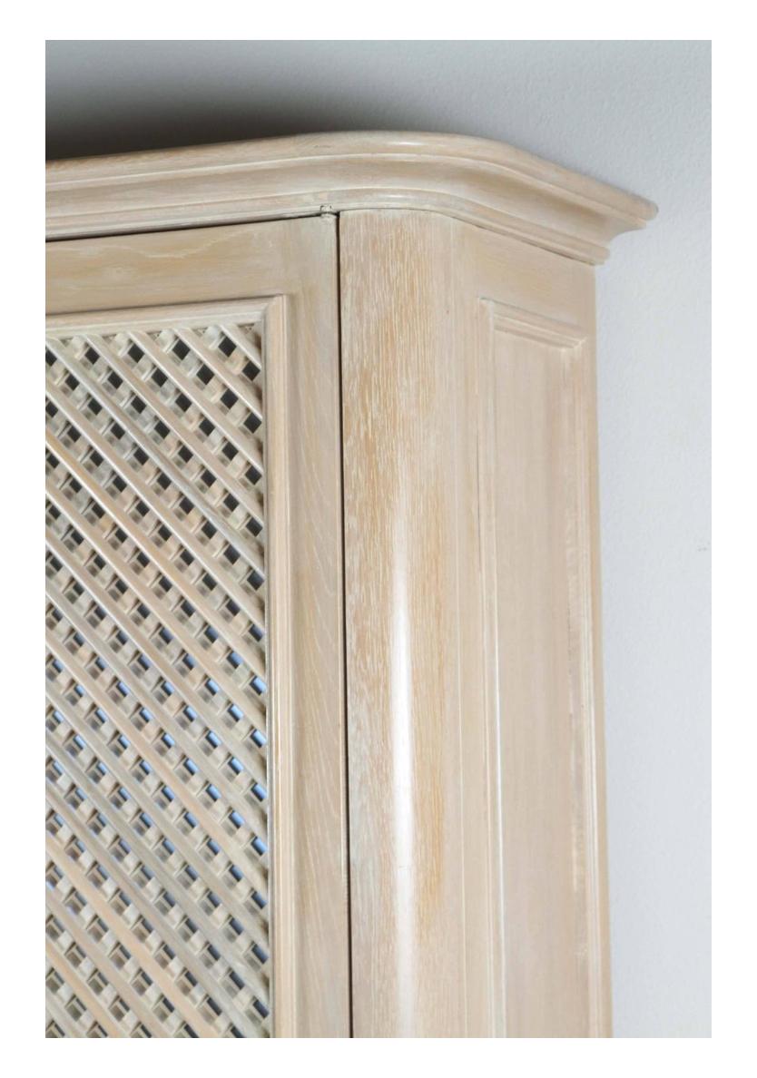 Modern 1980s Steve Chase Bleached Oak Mirrored Lattice Front Armoire For Sale