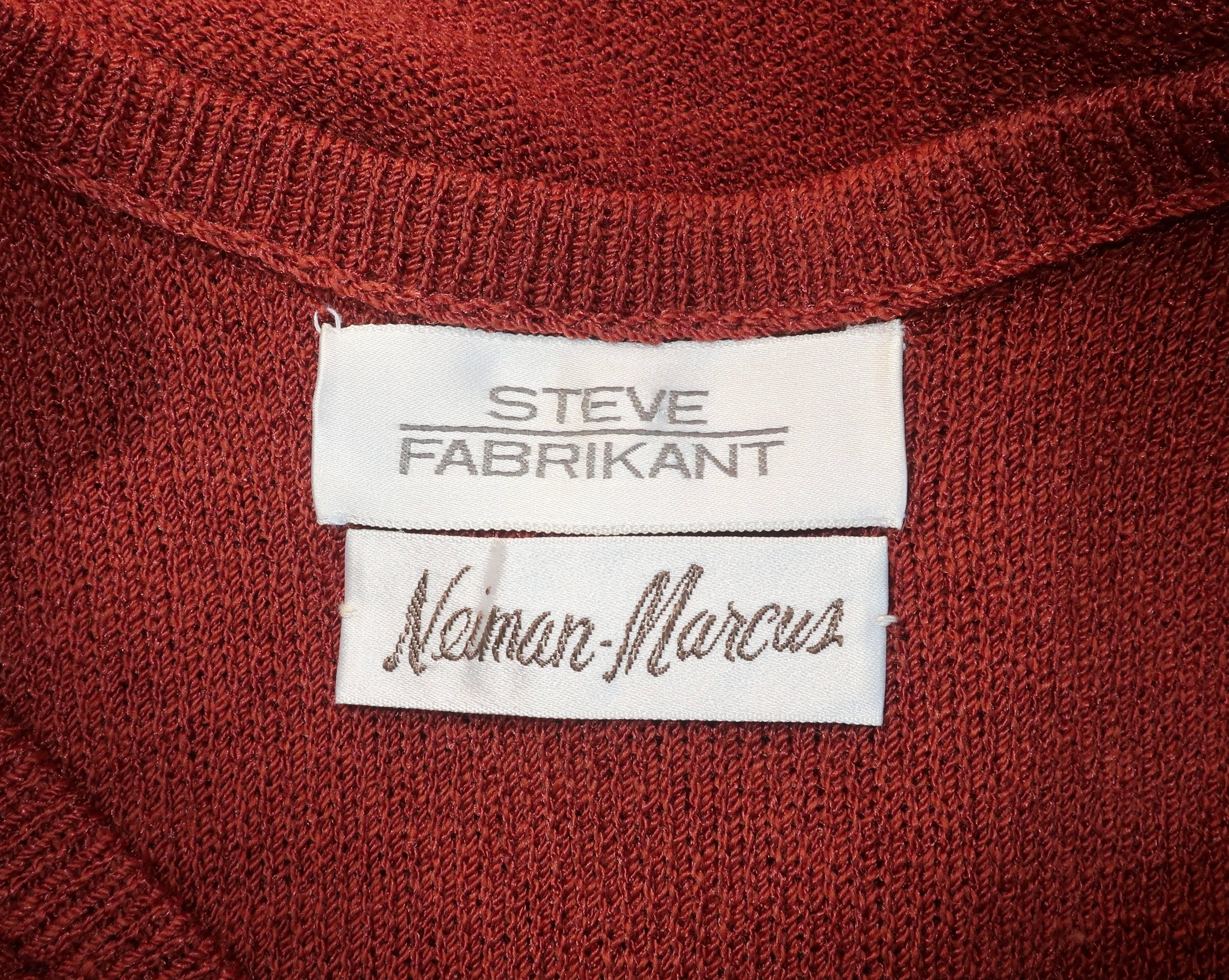 1980's Steve Fabrikant Knit Sheath Dress With Keyhole Button 5