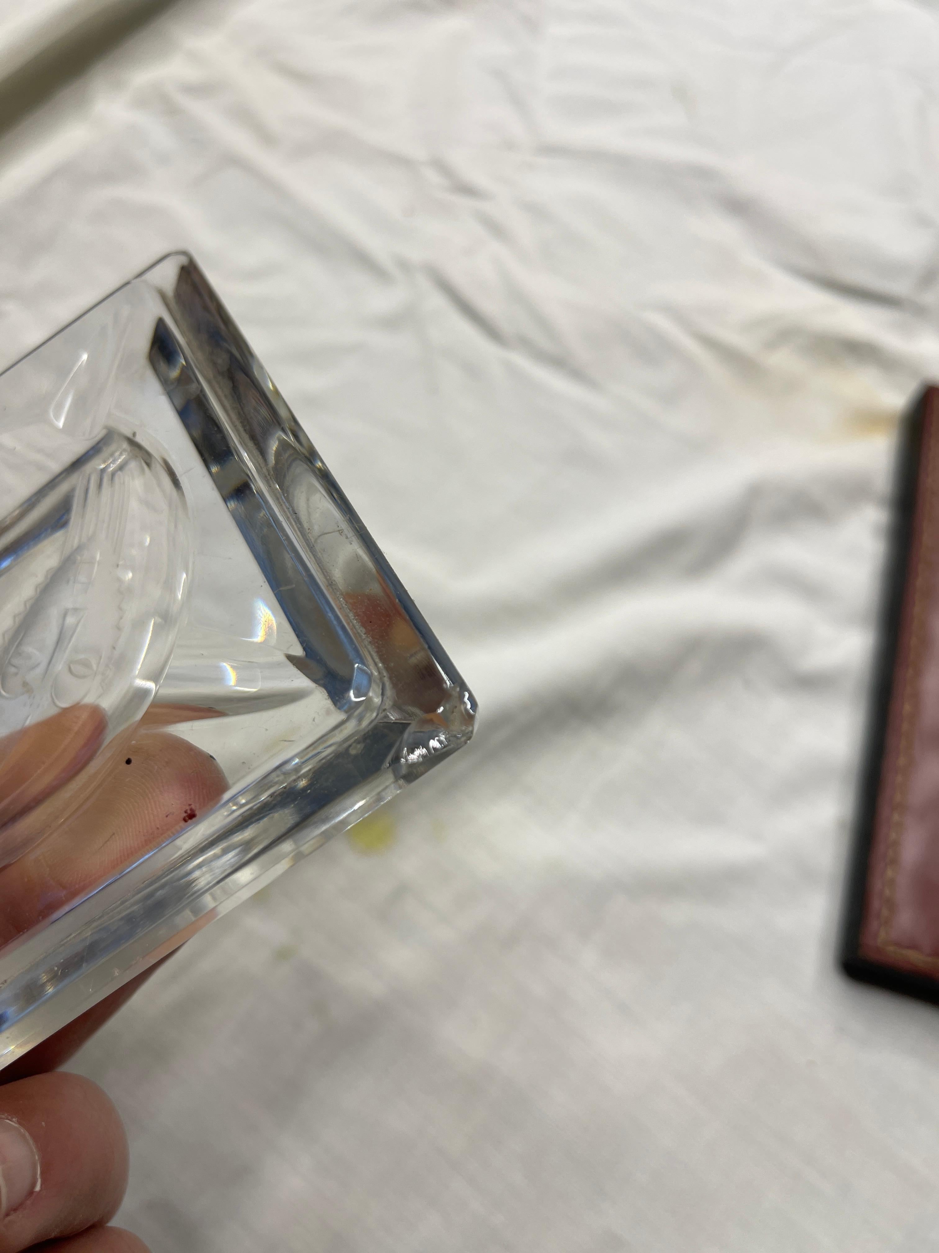 Late 19th Century 1980's Stitched leather and glass ashtray by Maison Hermès For Sale