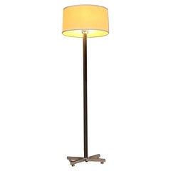 Lampadaire en cuir Stitch by Stitch des années 1980 Base en acier X d'après Paul Dupré-Lafon