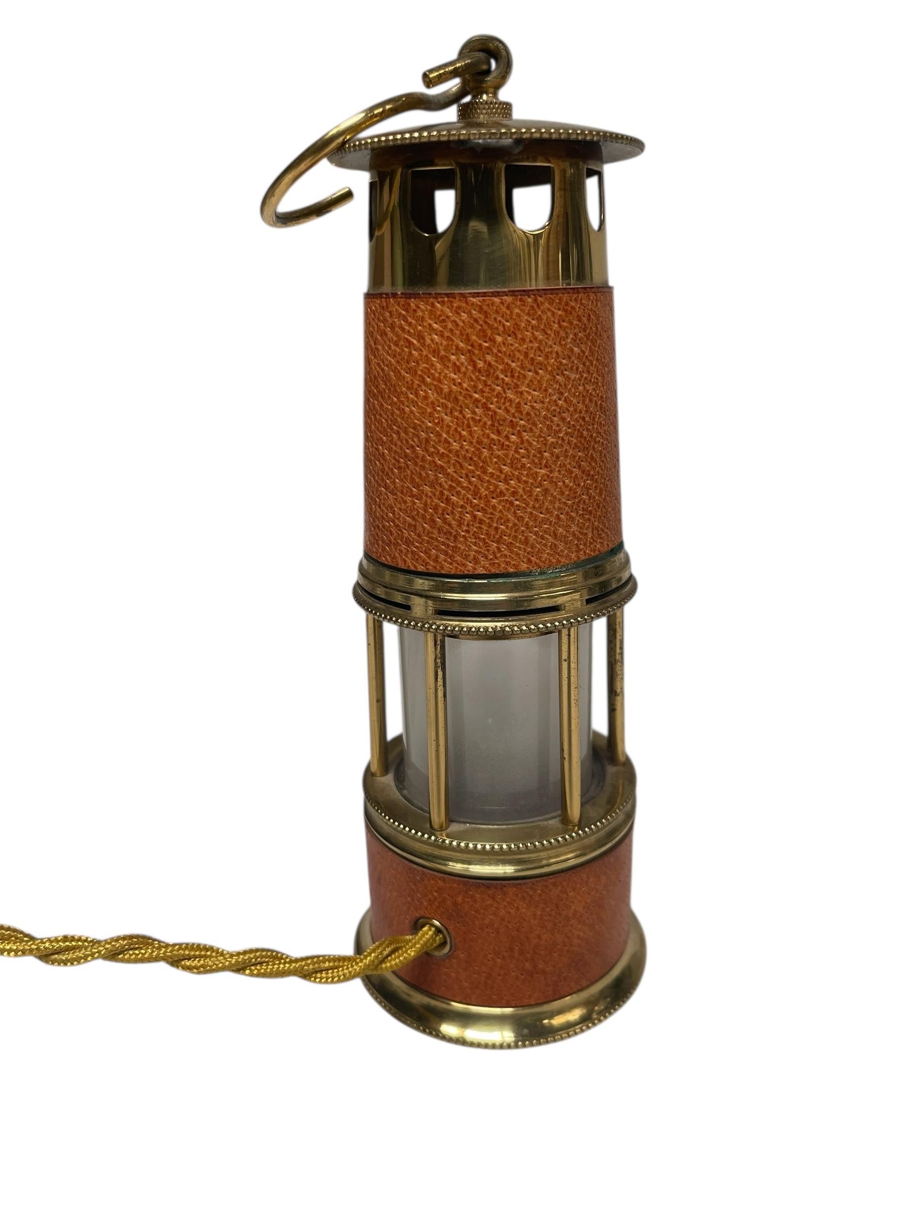 Lampada da miniera in pelle Stitch by Stitch 1980 di Hermès In condizioni buone in vendita a New York, NY