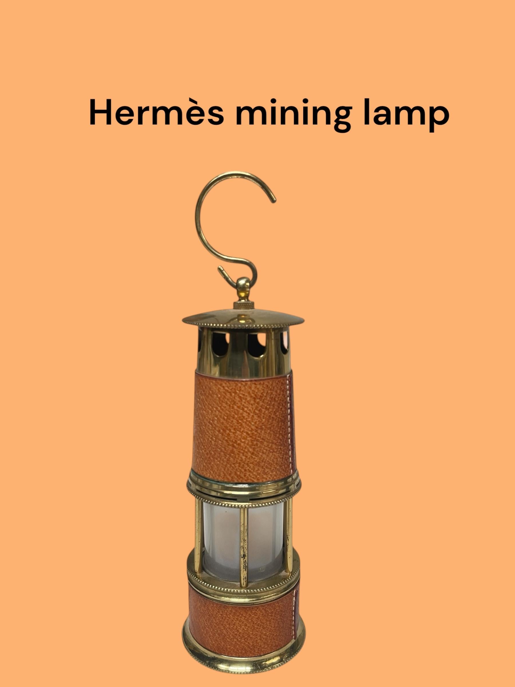 Lampada da miniera in pelle Stitch by Stitch 1980 di Hermès in vendita 3