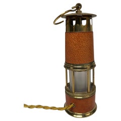 1980's Stitched leather mining lamp by Hermès