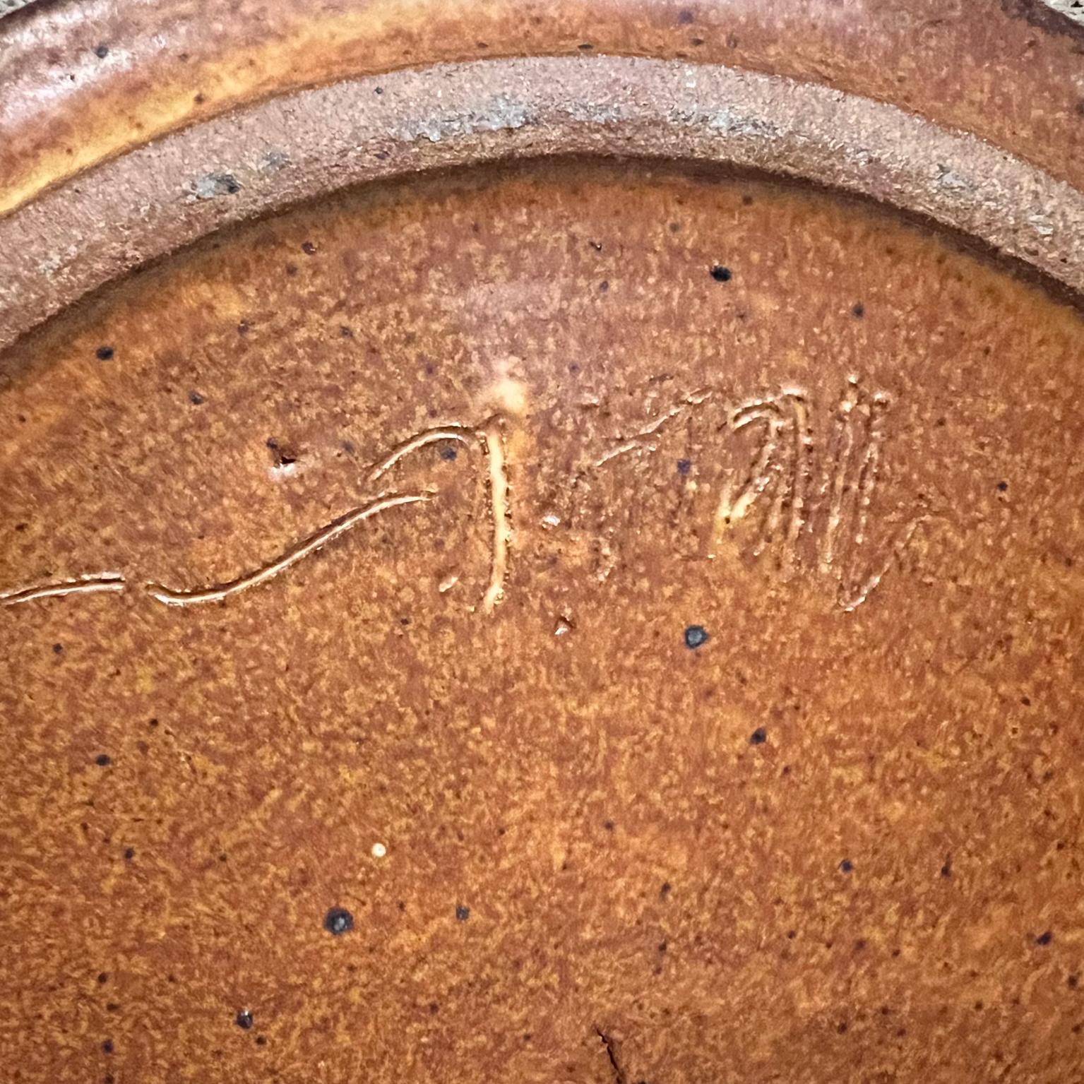 Américain 1980 Stoneware Pottery Brown Platter Artist Melching en vente