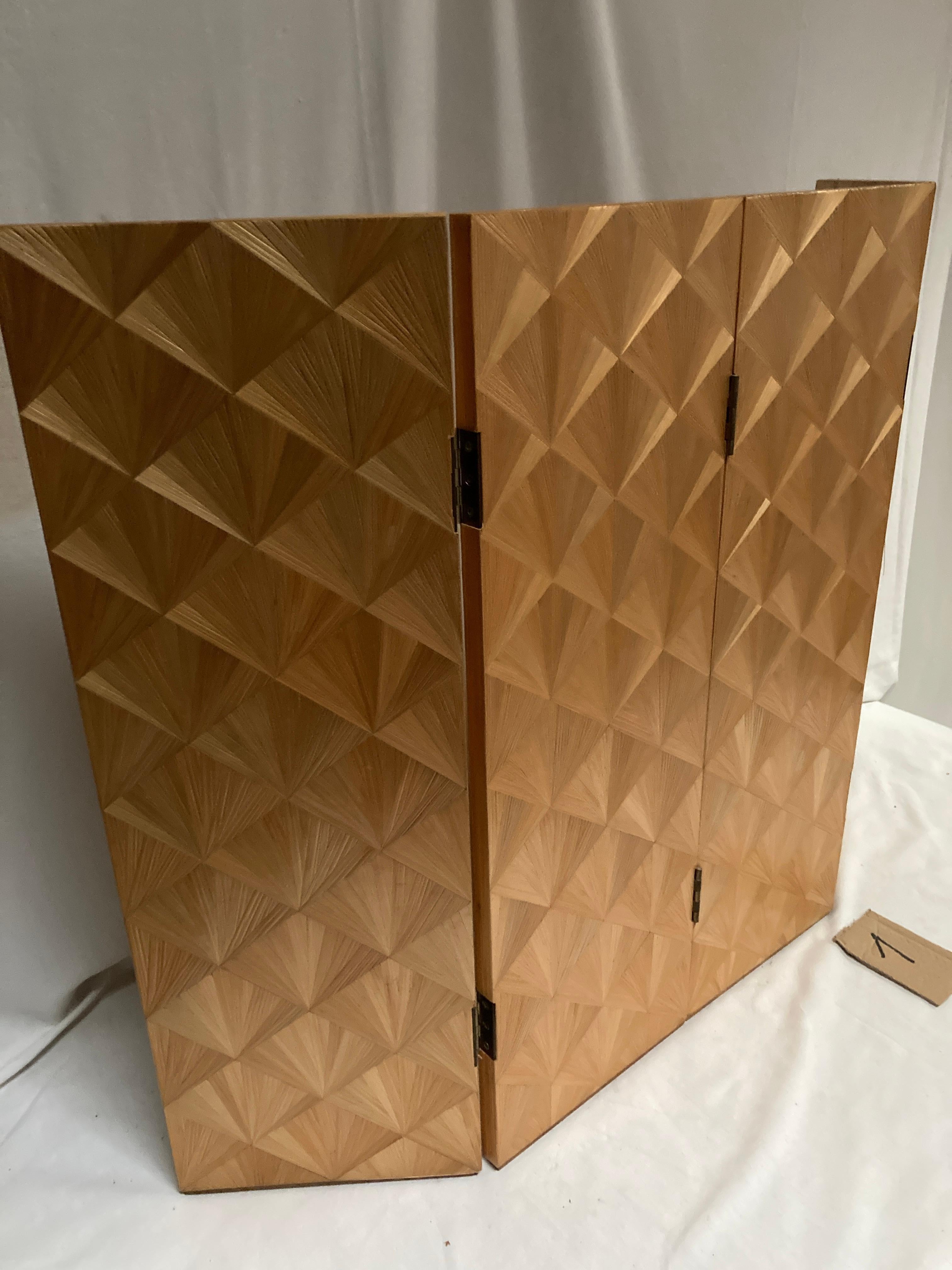 Late 20th Century 1980's Straw marquetry wind screen in the style of Jean-Michel Frank