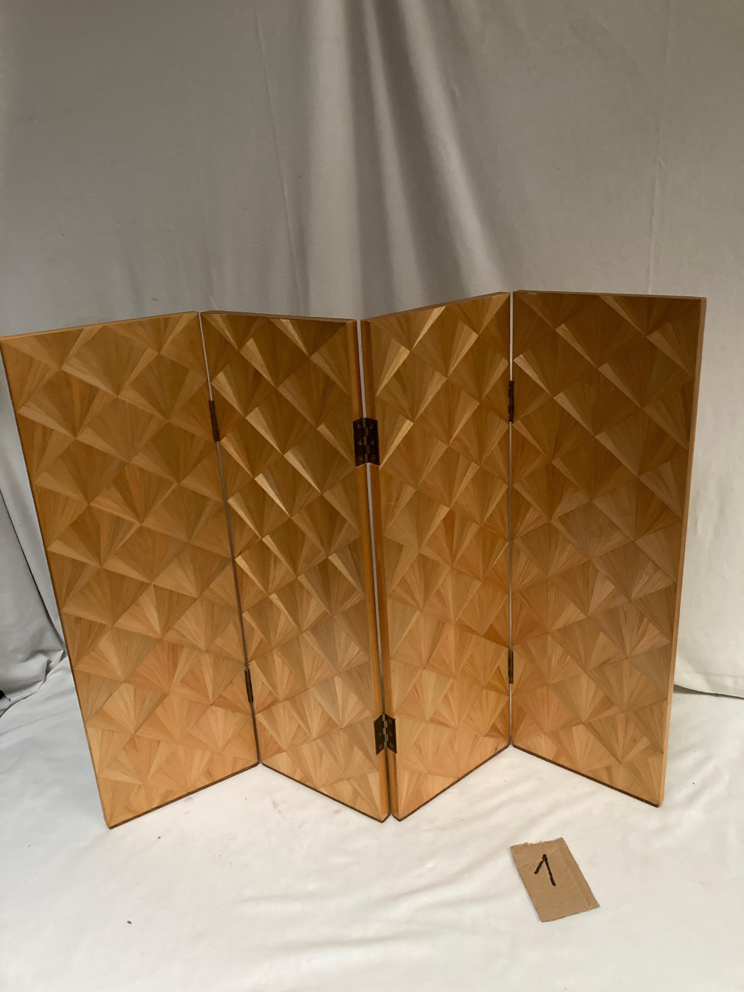 1980's Straw marquetry wind screen in the style of Jean-Michel Frank 4