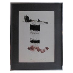 Vintage 1980s Striped Watercolor on Paper by Baron Grothkopp