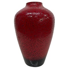 1980s Stuart Strathearn Dark Crystal Studio Glass Vase Red Textured, England