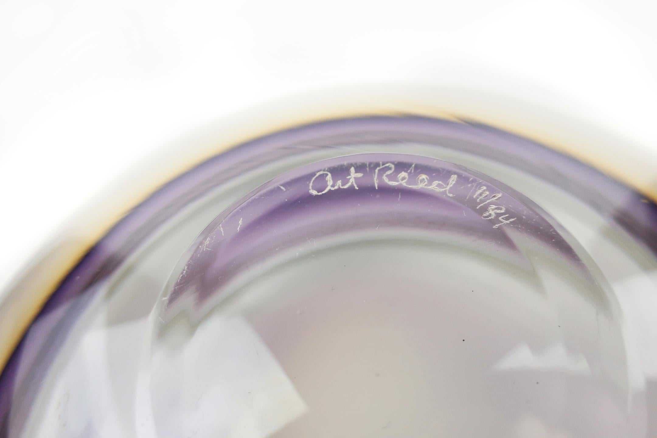 American 1980s Studio Art Glass Bowl by Art Reed