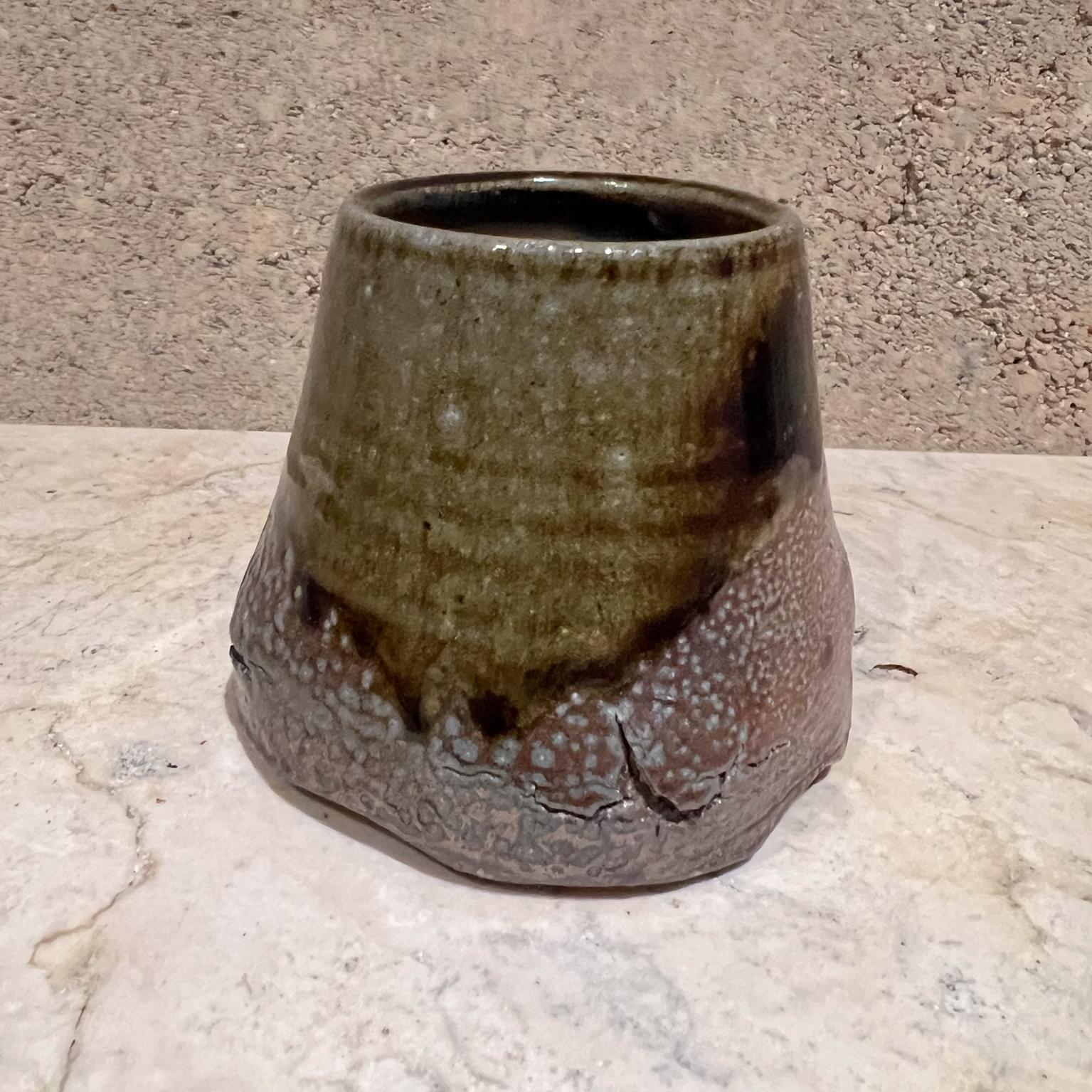 Modern 1980s Studio Art Sculptural Dark Brown Coffee Mug Melching Pottery For Sale