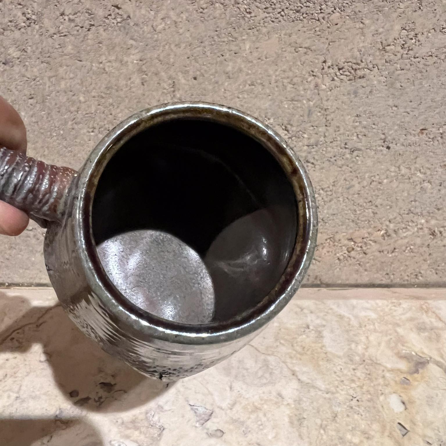 1980s Studio Art Sculptural Dark Brown Coffee Mug Melching Pottery For Sale 4