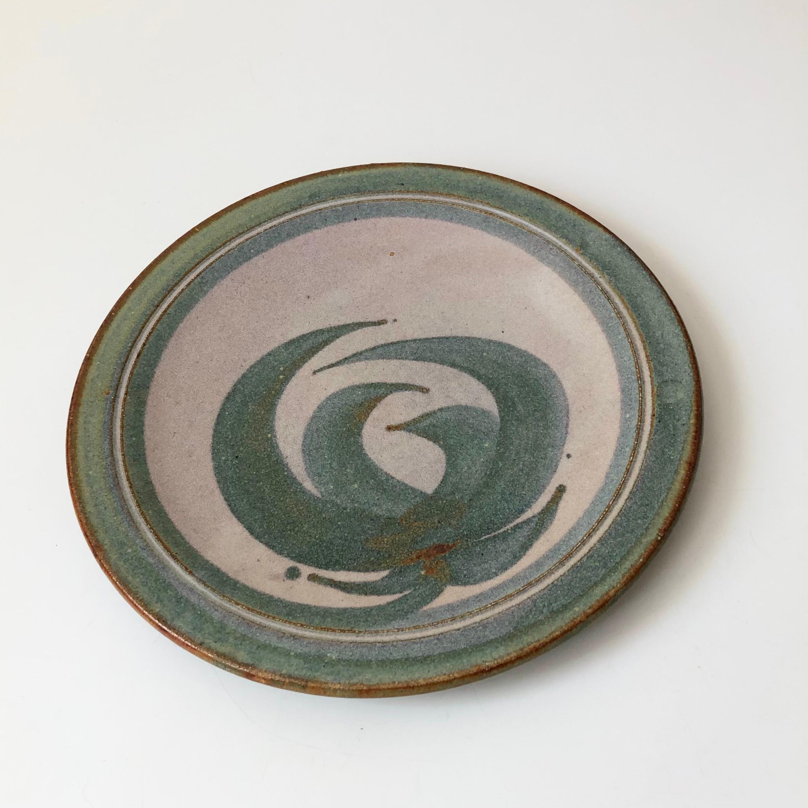 Organic Modern 1980s Studio Pottery Plate For Sale