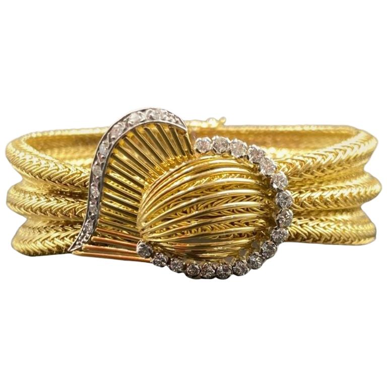 1980s Style Diamond Rope Vintage Bracelet, with Diamond Made in 18 Karat Gold